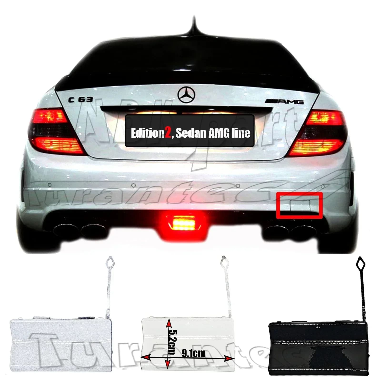 Couvercle de remorquage arrière A2048850226, adapté pour 07-10Mercedes Benz C W204 Sedan 180 200 220 230 250 280 300 320 350 amg pkg
