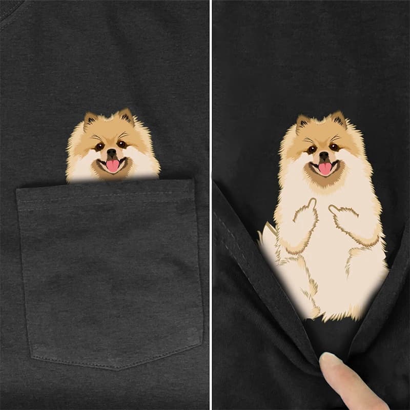 CLOOCL-T-shirt imprimé FN anian pour hommes et femmes, chemises Harajuku, t-shirts en coton, mode, poche, chiens, décontracté