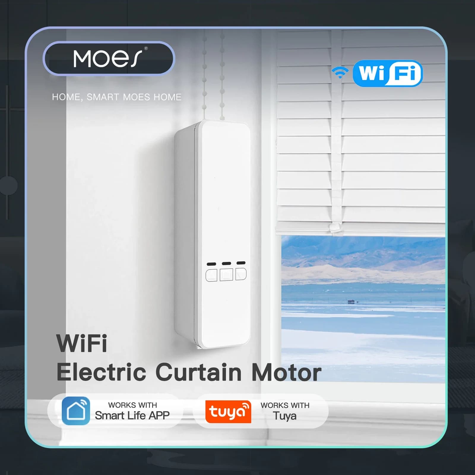 MOES – Kit de moteur intelligent WiFi Tuya, stores roulants à chaîne électrique, ombrage, commande à distance RF, application Smart Life via Alexa/Google