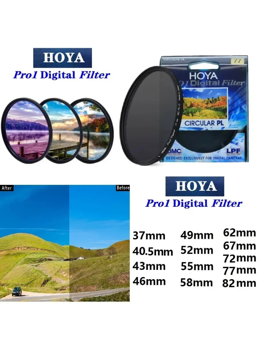 HOYA CPL Pro1 filtre d'objectif de protection polariseur numérique CPL CIRCULAR 37_40.5_43_46_49_52_55_58_62_67_72_77_82mm pour appareil photo reflex