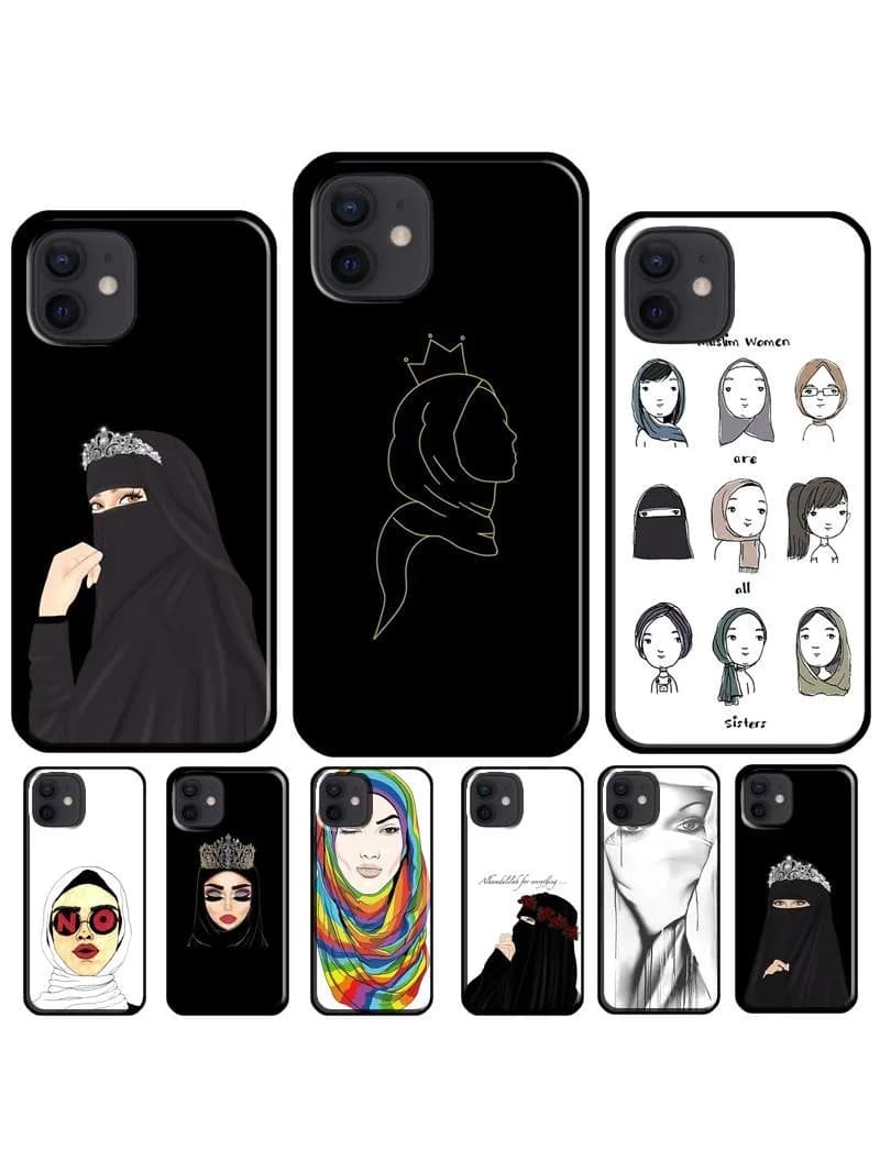 Coque de téléphone avec visage de hijab musulman islamique, coque arrière pour iPhone 16 15 12 11 14 Pro Max 13 Mini Plus Poly X XS Max