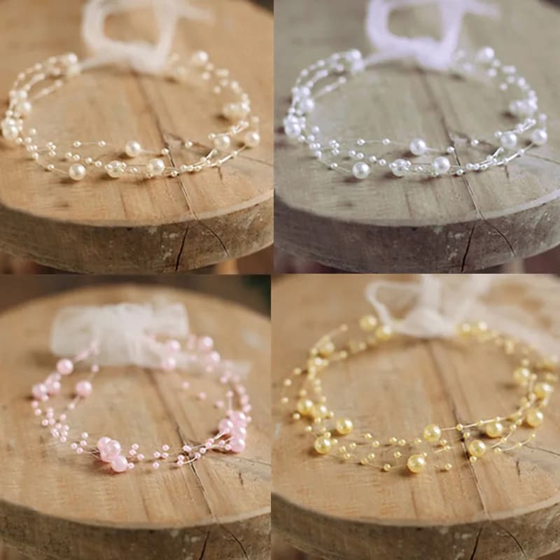 Accessoires de photographie pour nouveau-né, bandeau en perles, princesse, coiffure pour bébé fille, accessoires de prise de vue en Studio, 1 pièce