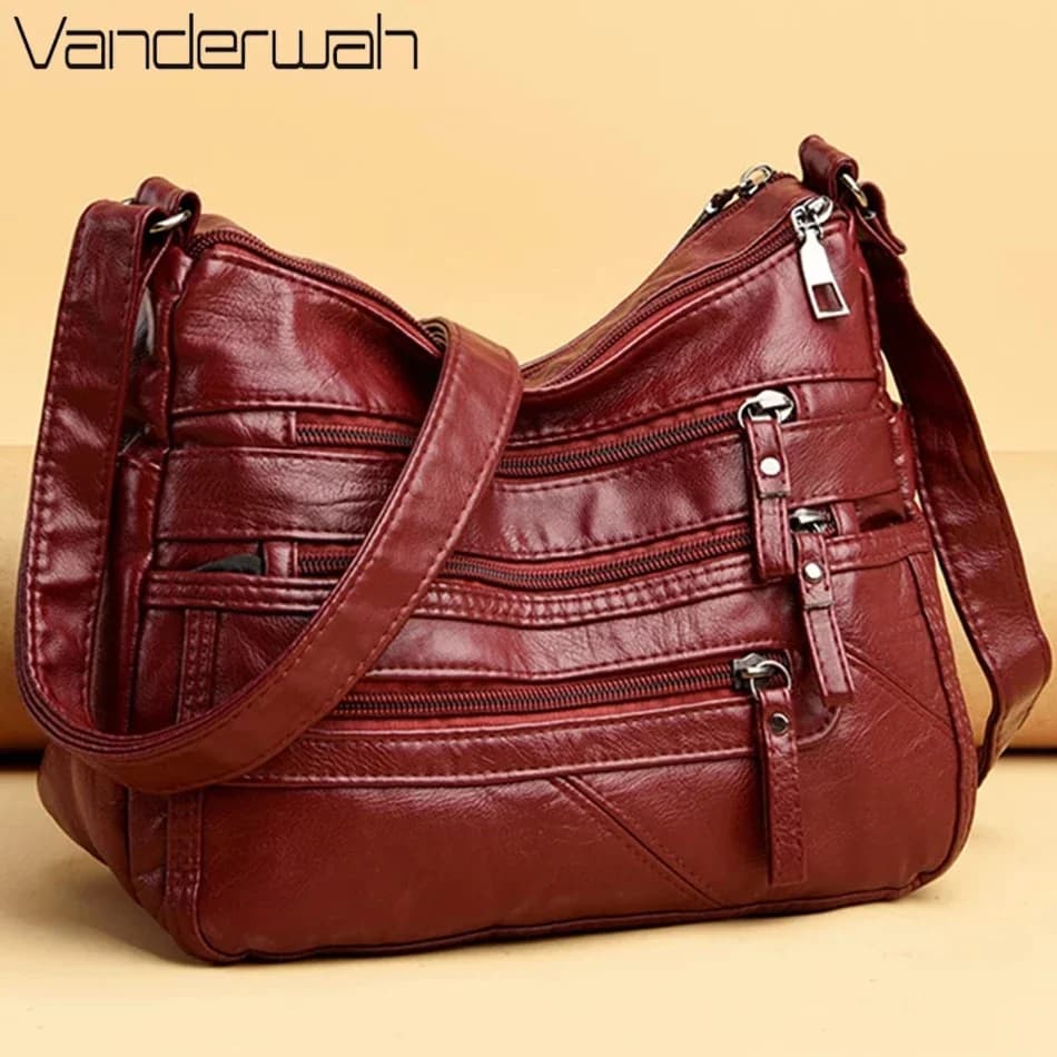 Sacs à main en cuir souple pour femmes, plusieurs poches, sacs à main de luxe pour femmes, sacs à bandoulière de créateurs initiés