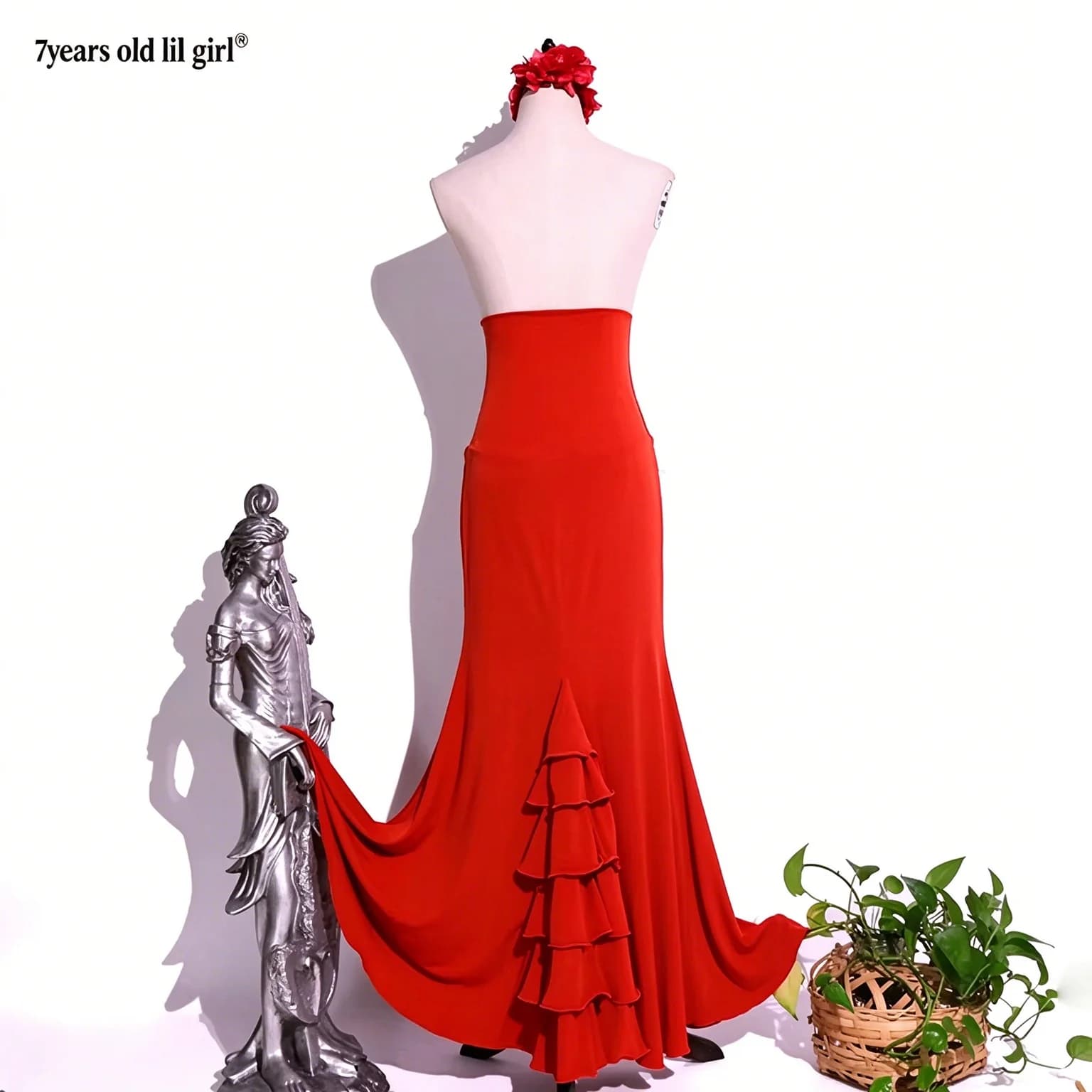 Jupe d'entraînement de danse Flamenco espagnole, multicouche, tenue pour femme, queue de poisson, 1DTT37