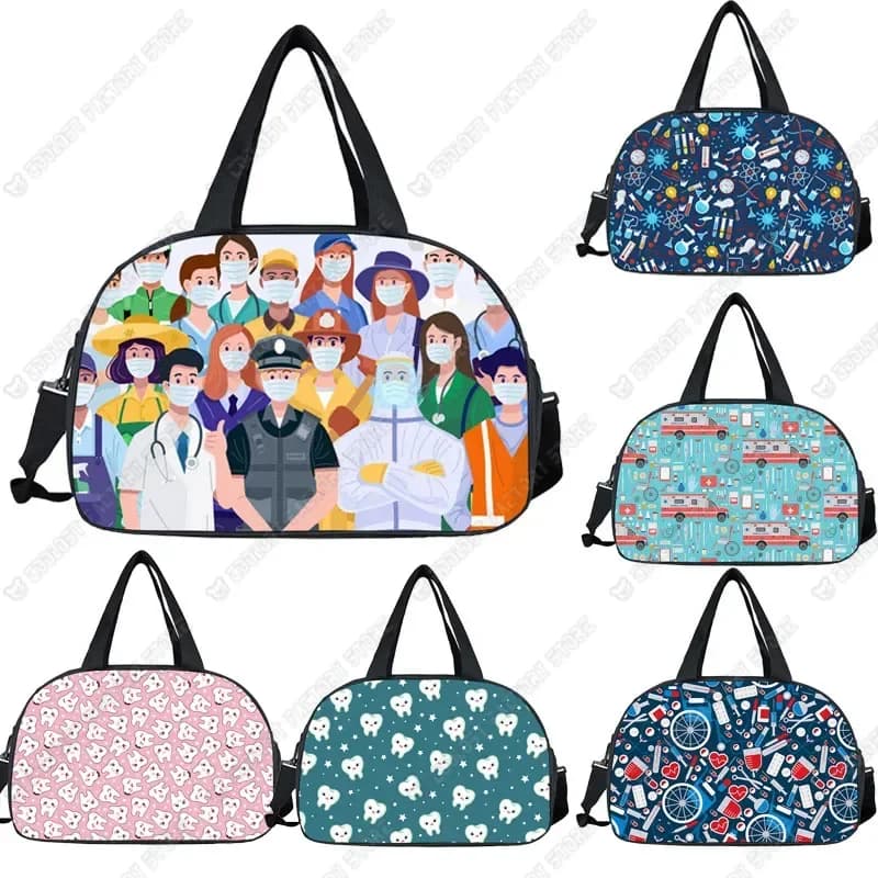 Sacs de voyage de remerciement pour médecin et infirmière, grande capacité, bagage pour femmes, avec impression ECG, sacs à main étanches pour hommes