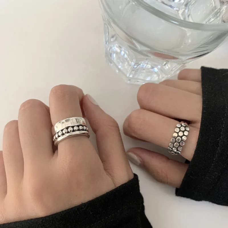 VENTFILLE – bague géométrique multicouche en argent Sterling 925, perles rondes, mode féminine, tempérament Punk, prévention des allergies, bijoux de charme