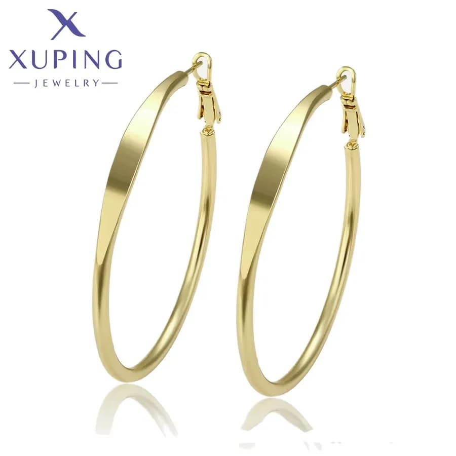 Xuping bijoux couleur or plaqué mode Style européen élégant grands cerceaux boucles d'oreilles pour filles femmes école fête cadeau 80633
