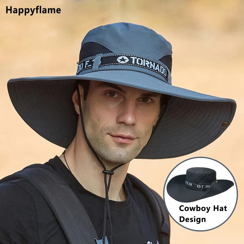 Nouveau chapeau Boonie hommes Anti-UV chapeaux de soleil casquette de pêche en plein air mode grand bord casquettes femmes chapeau d'été mâle seau chapeau Sombrero Gorros