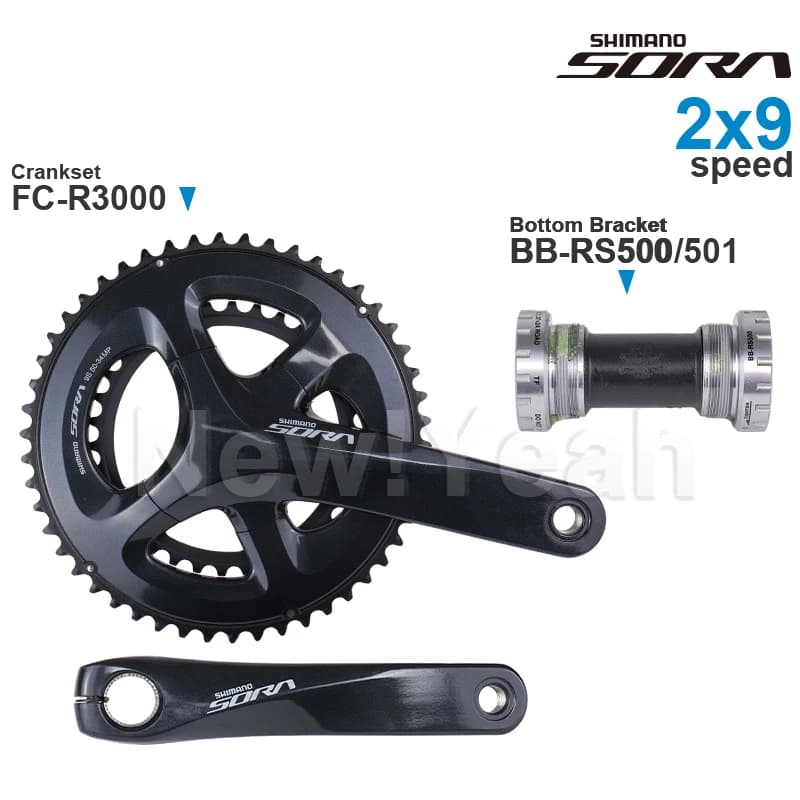 WinterMANO-Pédalier avec manivelle pour vélo de route, Sora R3000, 2x9V, 2x9 vitesses, RS500, largeur de coque de support rapide astronomique 68mm, 70mm, 86mm