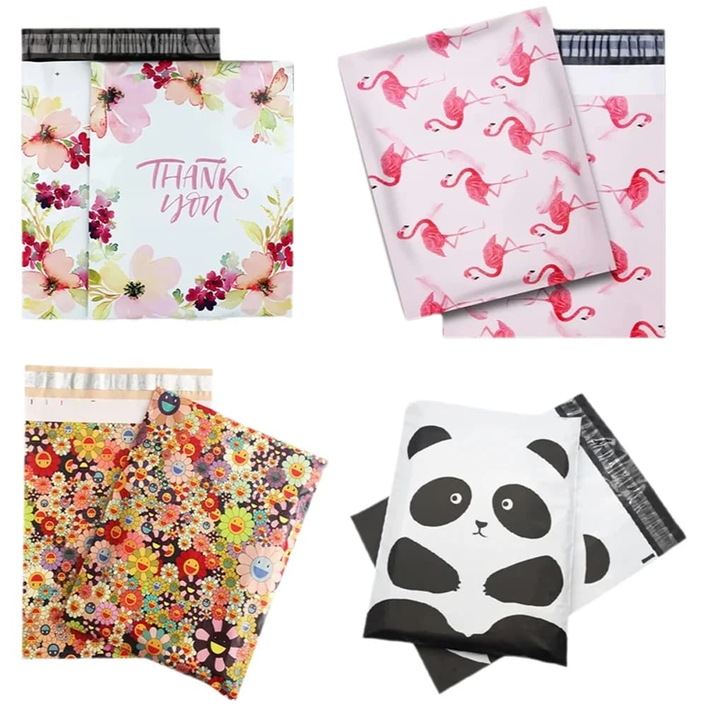10 enveloppes en polyéthylène colorées de 25x33cm, motifs variés, sacs pour vêtements, enveloppes auto-adhésives, sacs cadeaux, enveloppes d'expédition