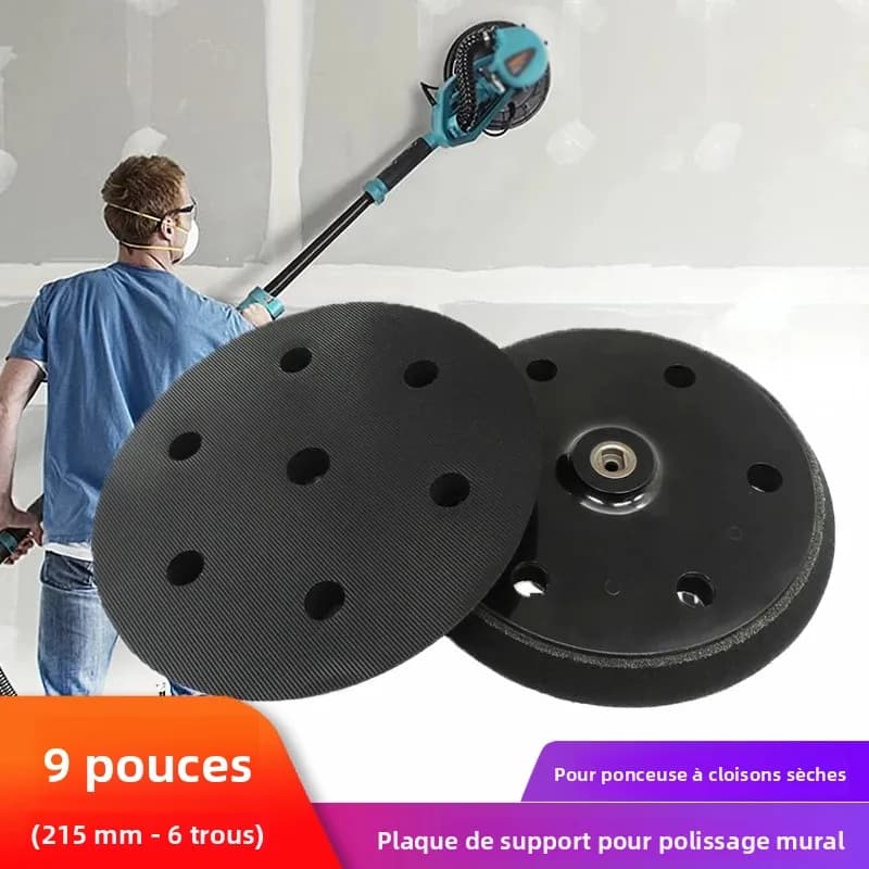Plaque de support de polissage murale 9 pouces (215 mm) avec fixation auto-agrippante, tampon de ponçage de remplacement pour ponceuse à cloisons sèches