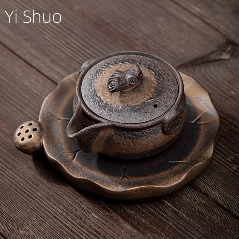 Théière KungFu en céramique Gaiwan, dorure japonaise, fer, glaçure, téléphones des Prairies, rôti, rétro, grès, bol exécutif, thé Pu'er