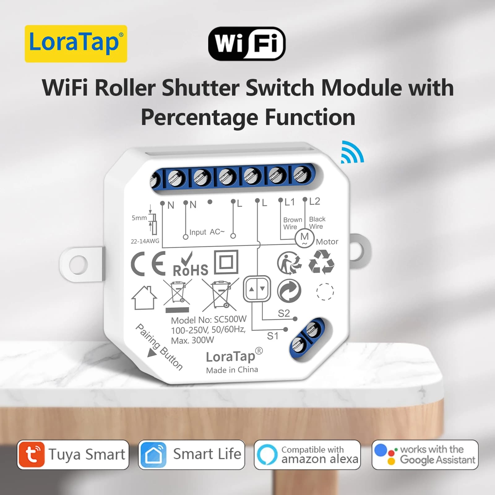 LoraTap Tuya Module de relais de commutateur de rideau WiFi intelligent pour stores de fenêtre de volet roulant Google Home Alexa commande vocale nouvelle Version