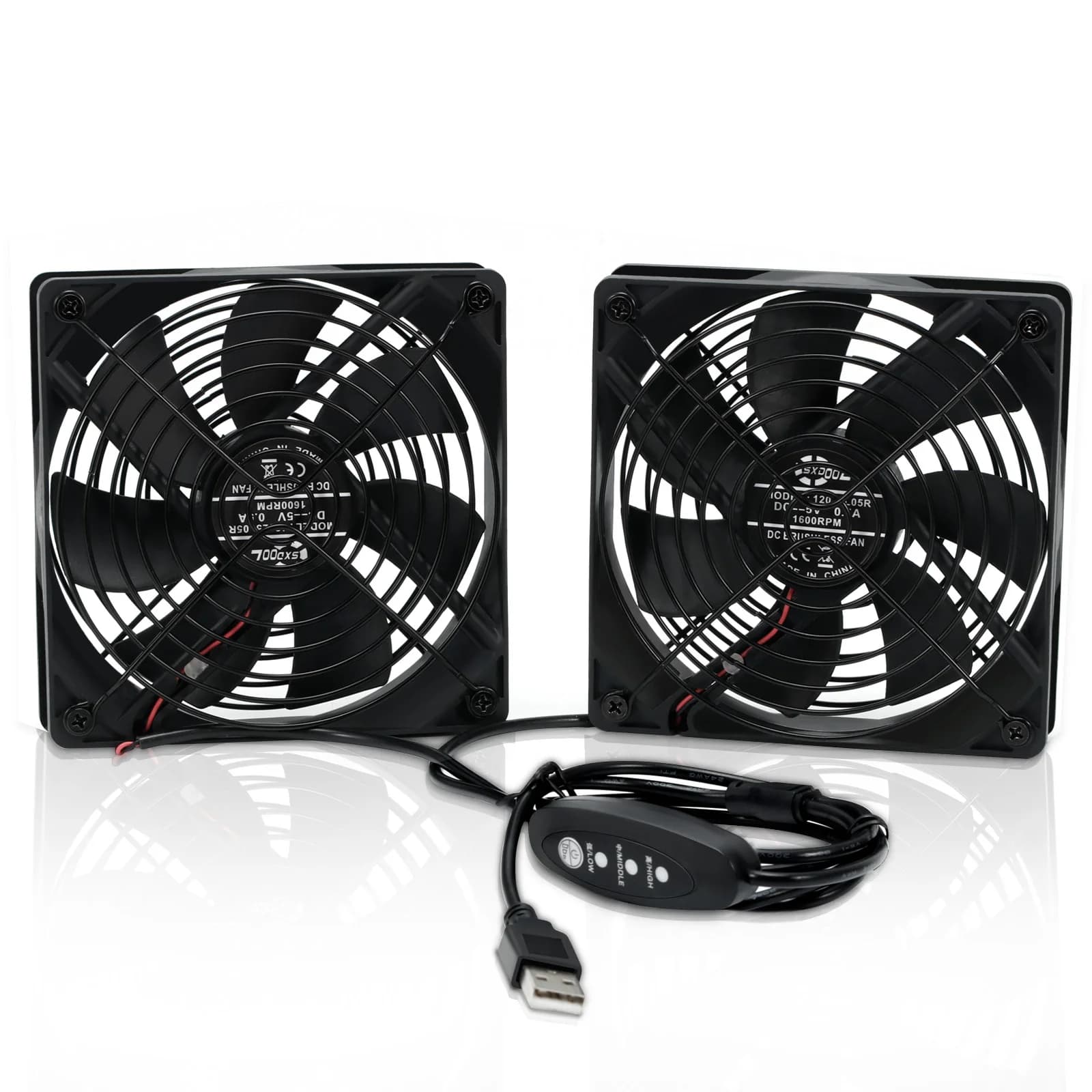 Ventilateur de refroidissement pour ordinateur avec contrôleur de vitesse, 120mm, DC 5V, USB, pour Xbox TV Box, routeur récepteur DVR Playstation