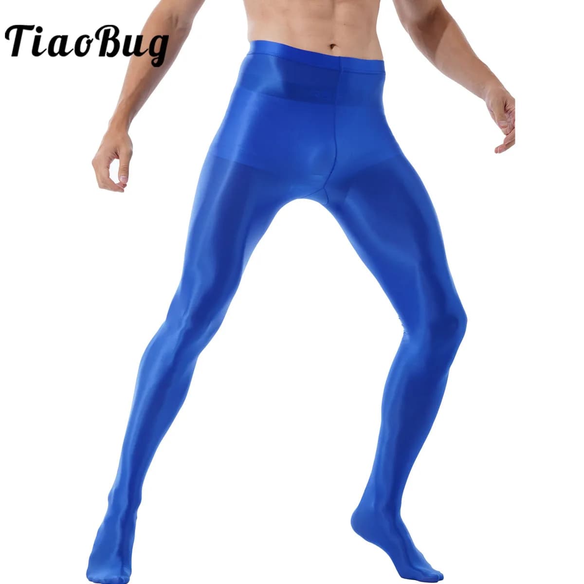 JJWLWEAR-Collants Brillants avec Chaussettes pour Homme, Pantalon de Yoga, Legging de brev, Sexy, Serré, Slim, artificiel asticité, Base Décontractée