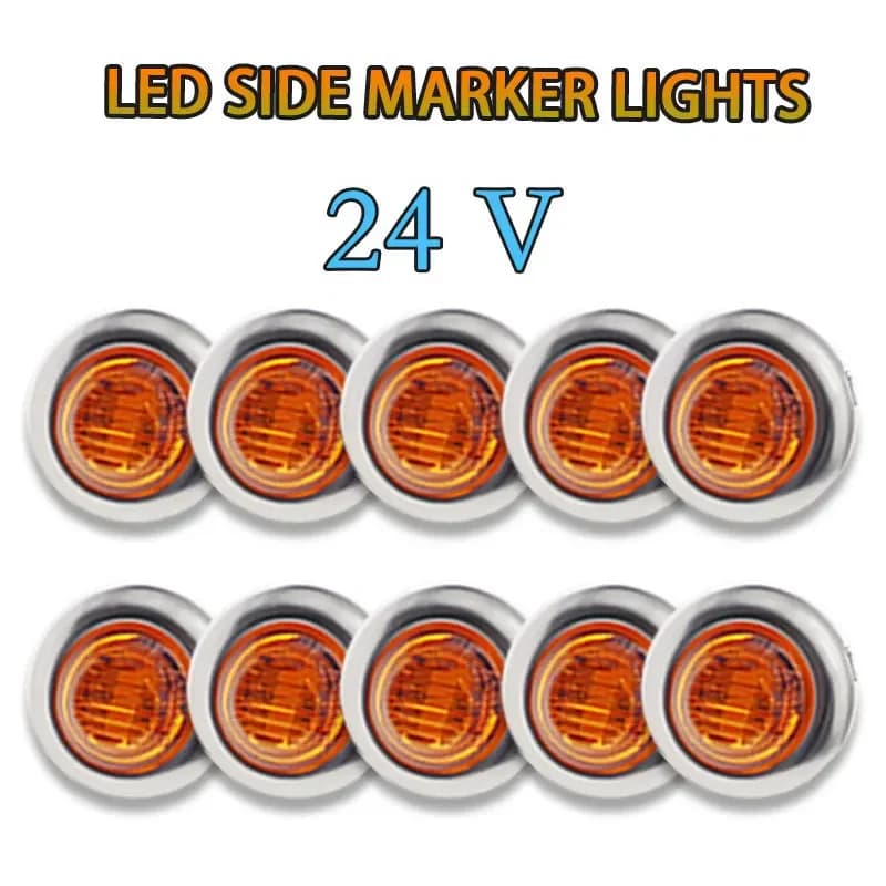 24V 10 pièces 3LED 3/4 "rond ambre remorque Chrome feux de position latéraux camions tracteurs feux de dégagement lampe lampe balle