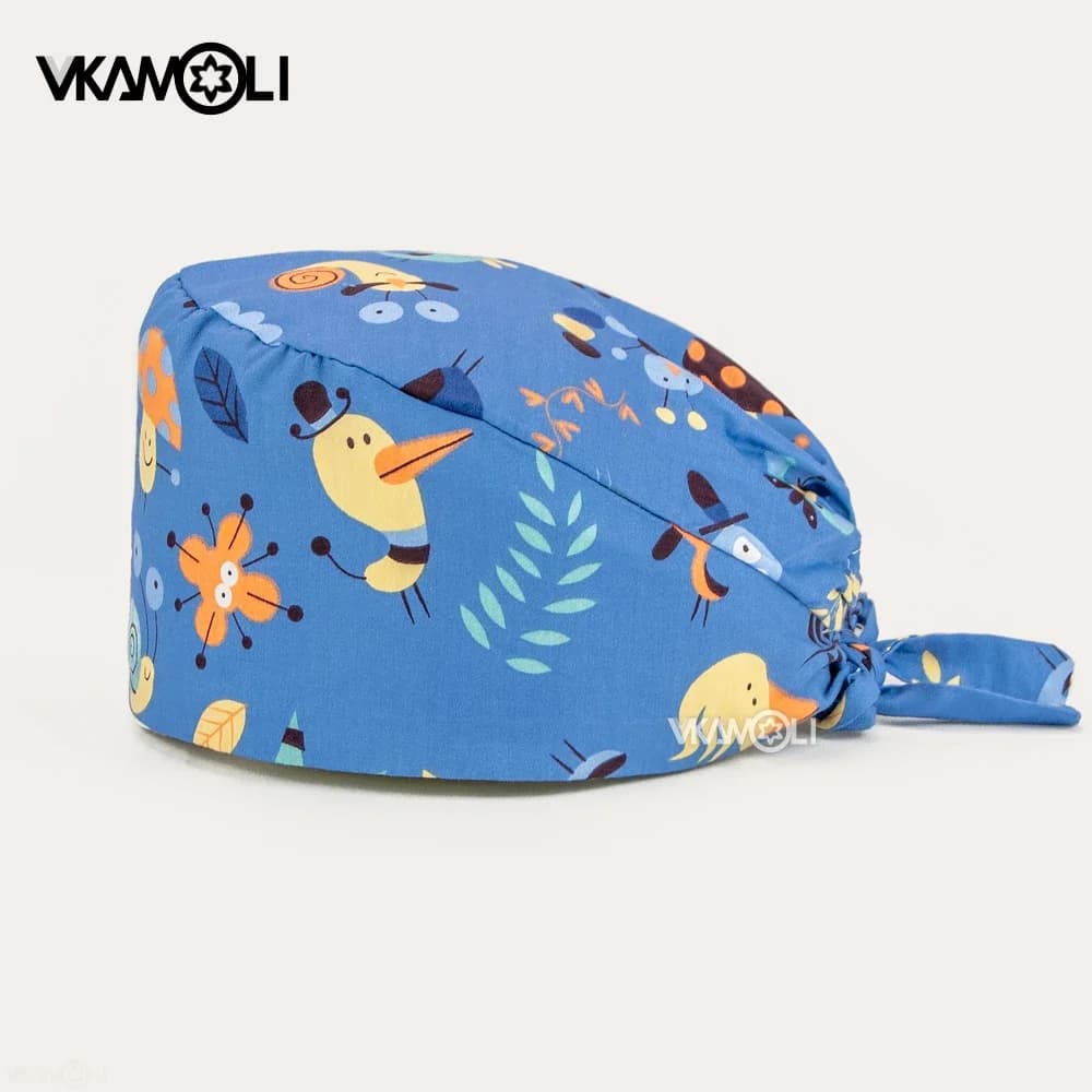 Casquette de gIslande unisexe à imprimé floral de dessin animé, chapeau réglable, casquette sanitaire, accessoires d'infirmière, prix de gros, travail
