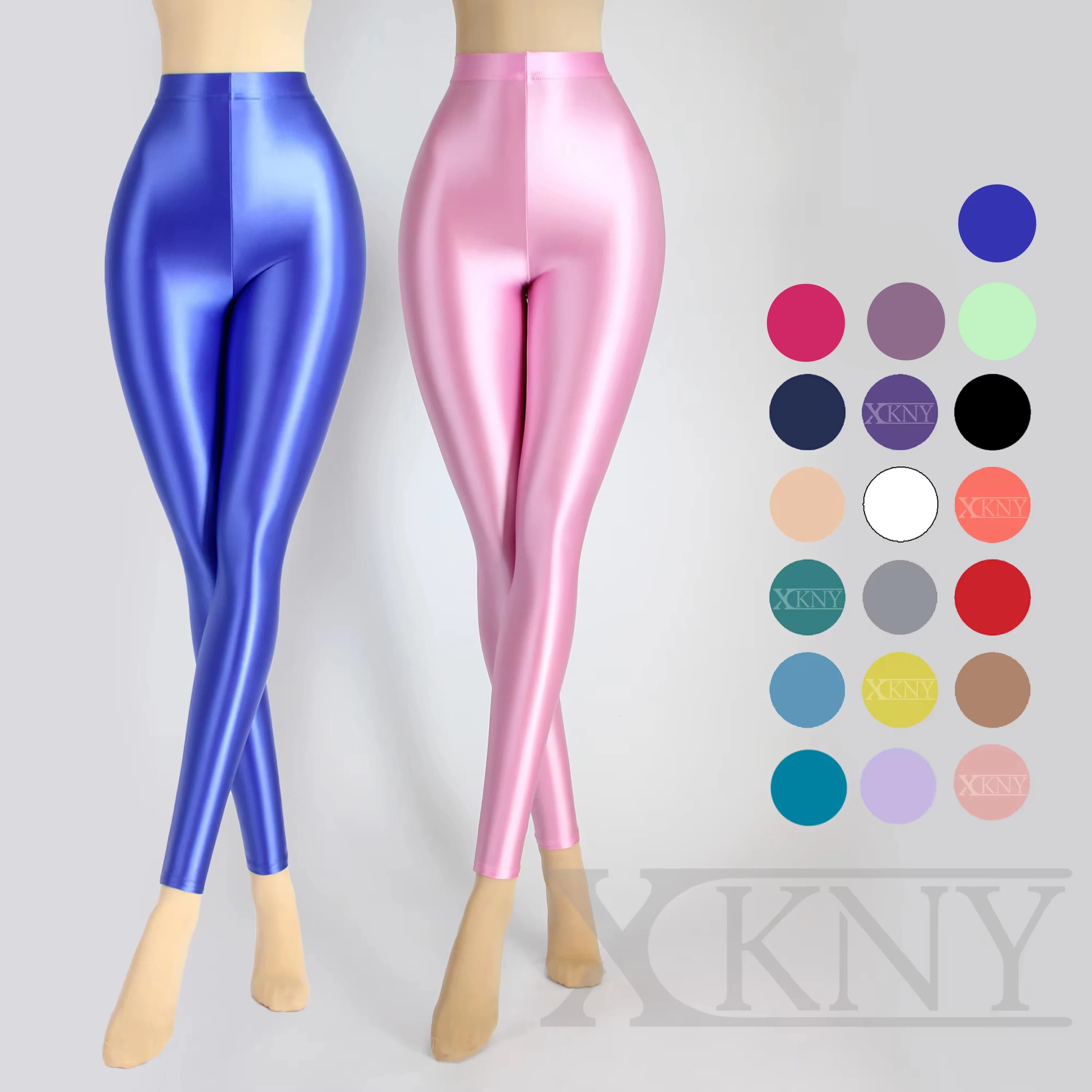 XClocKNYoung Pantalon sans jambes en satin brillant, collant sexy, pantalon en soie, coupe slim, haute élasticité, soyeux, pour yoga, natation et sport