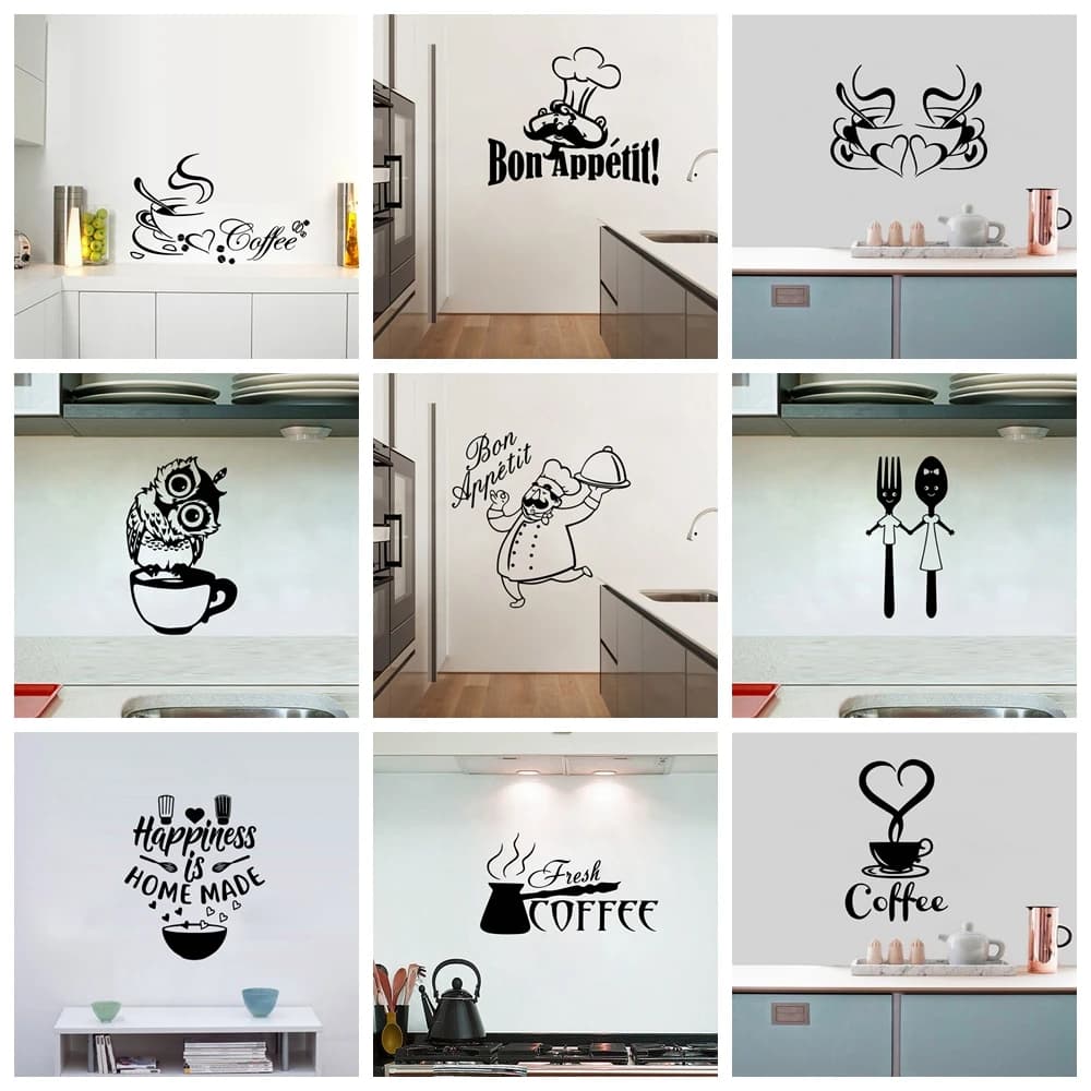 Décalcomanie Murale en PVC pour Décoration de Maison, Café, Cuisine, Chambre à Coucher, DIY