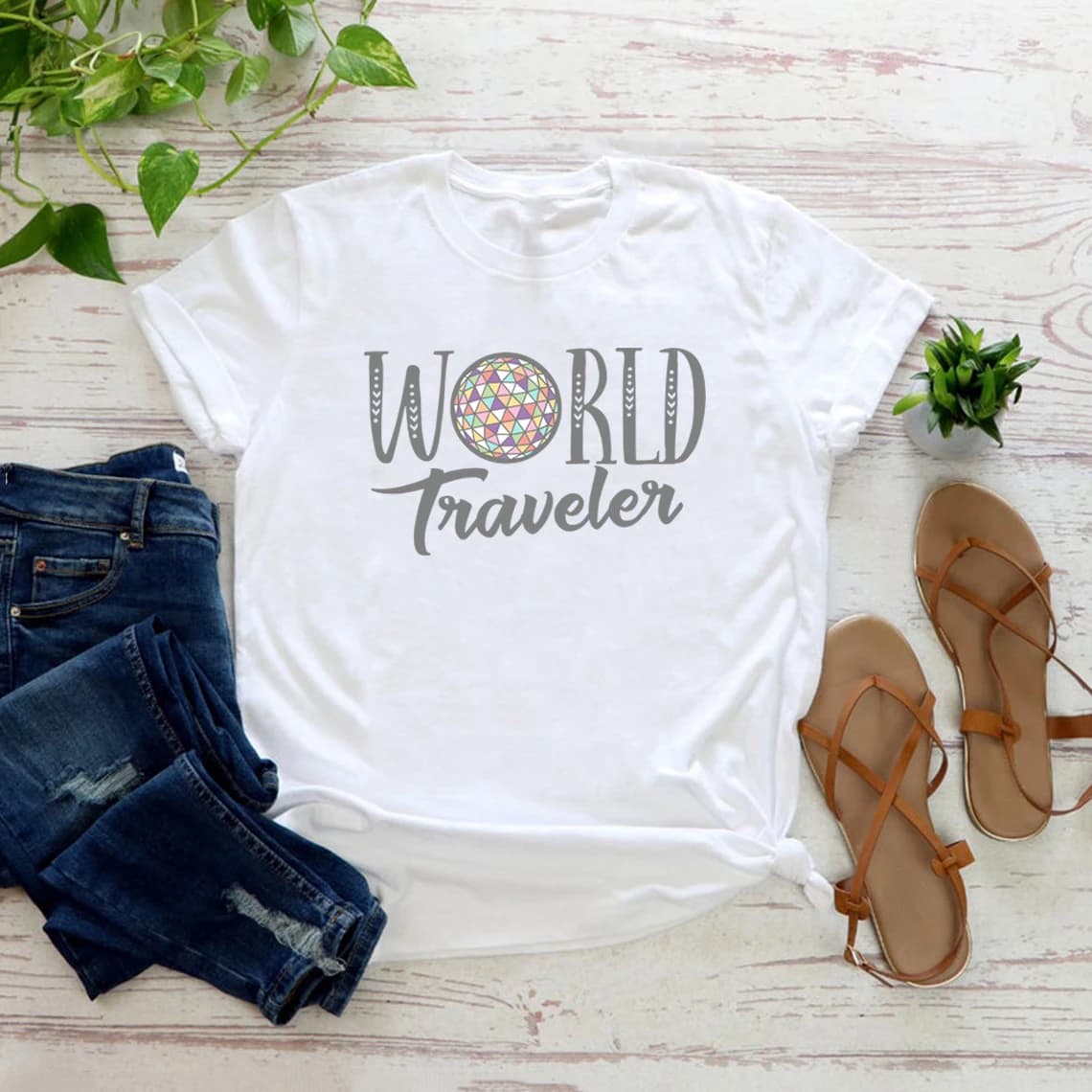 T-shirt World Traveler Epcot unisexe, T-shirt World Traveler pour voyage en famille, T-shirts graphiques d'été à manches courtes