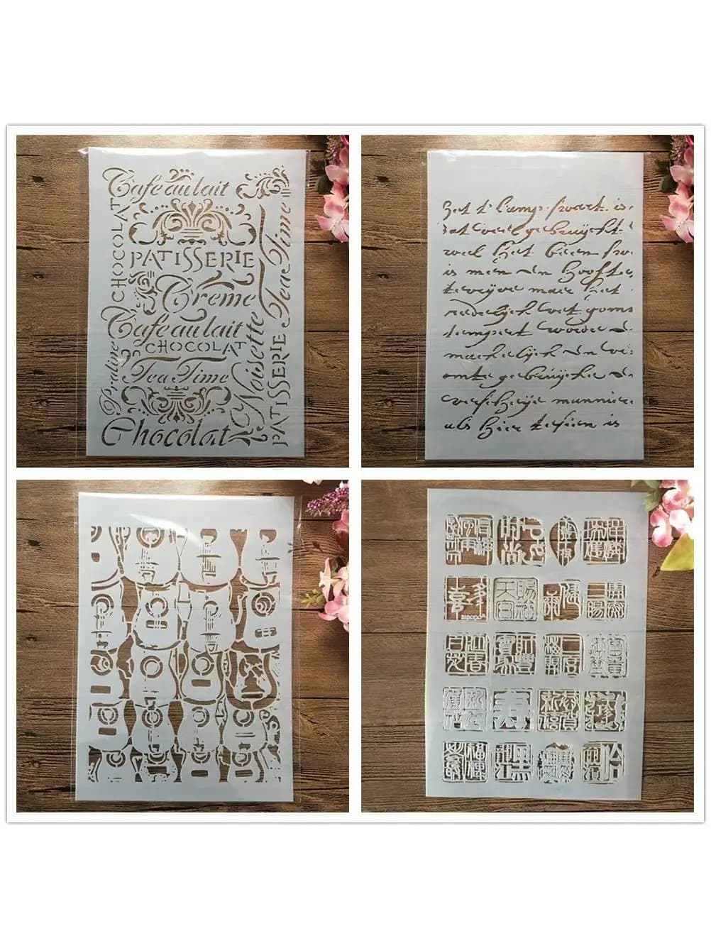 Timbres chinois A4 de 29cm, 4 pièces, pour peinture, scrapbooking, coloriage, gaufrage, modèle de décor d'album