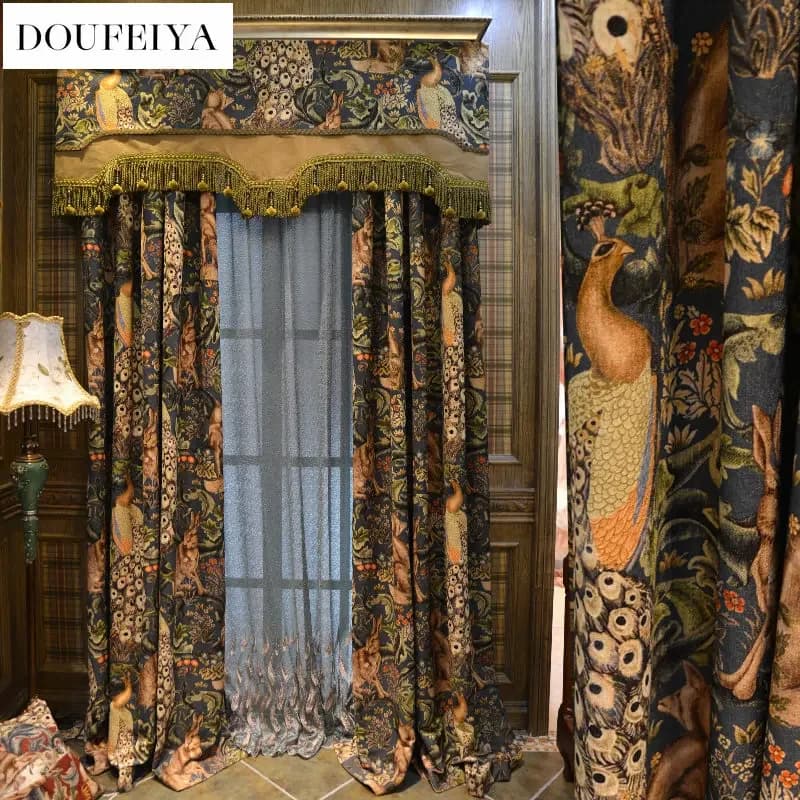 Rideaux de luxe européens pour salon, chambre à coucher, rideaux de fenêtre de villa, tissu de stores jacquard, cantonnière occultante, tulle