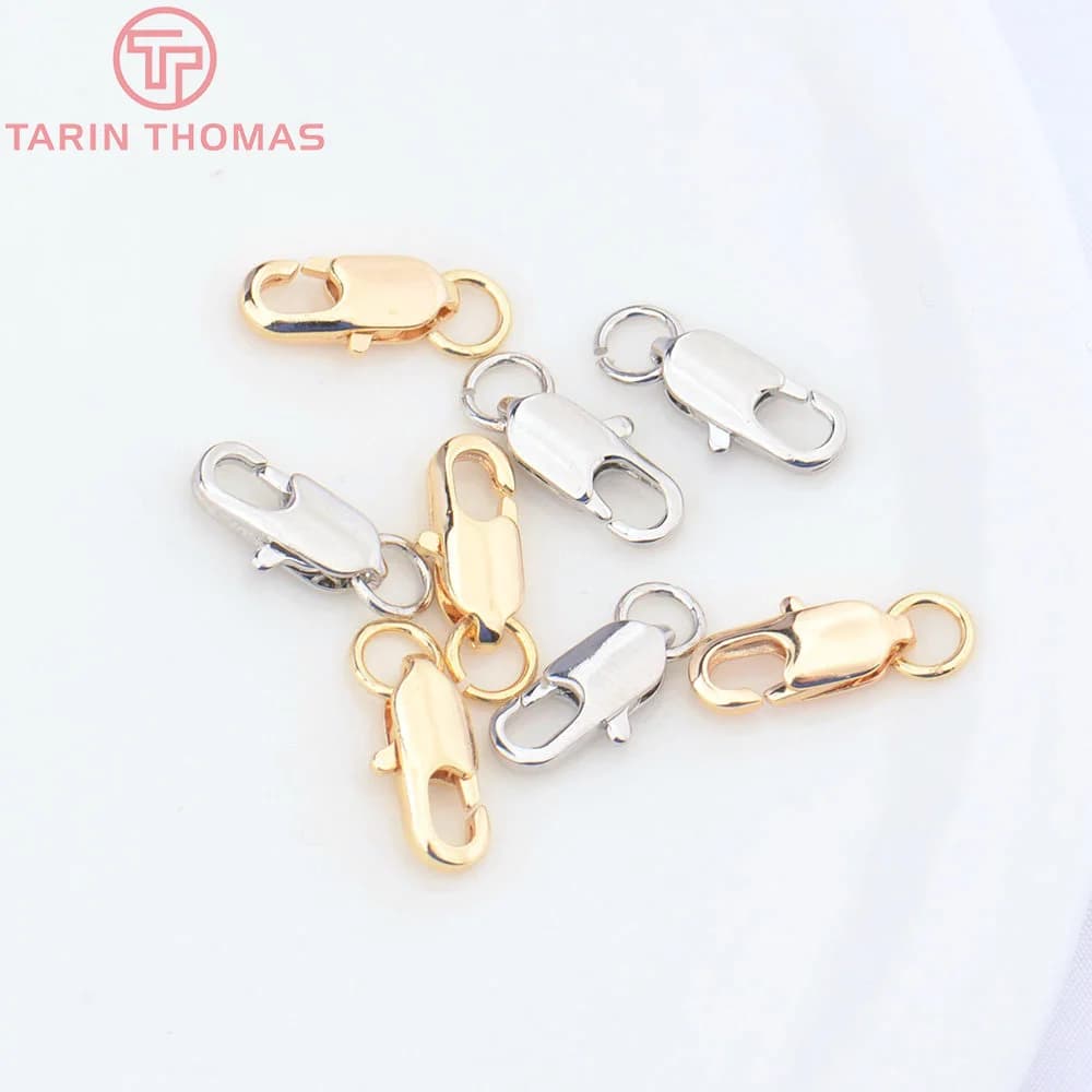 (3328)6 pièces 5x12MM 24K couleur or plaqué laiton Rectangle homard fermoirs collier fermoirs accessoires de bijoux de haute qualité