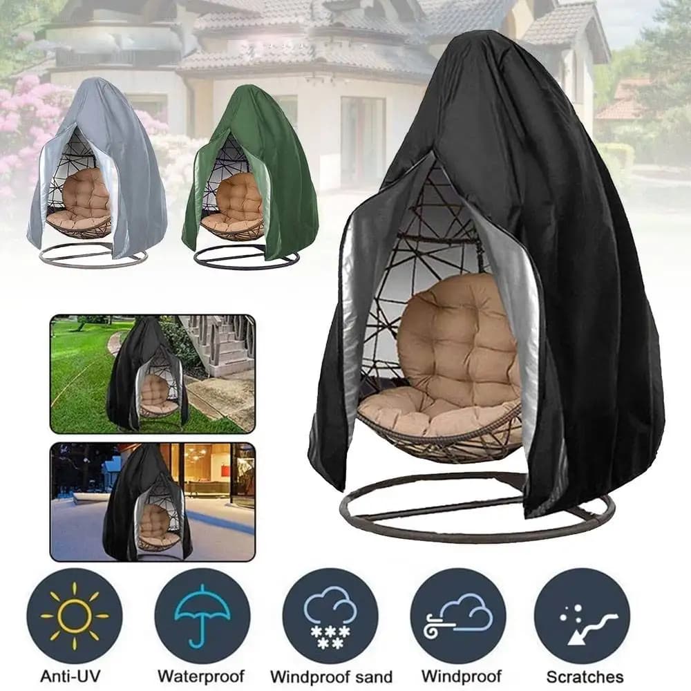 Juste de chaise pivotante en forme d'œuf pour jardin extérieur, hamac imperméable à l'eau et à la poussière avec fermeture éclair
