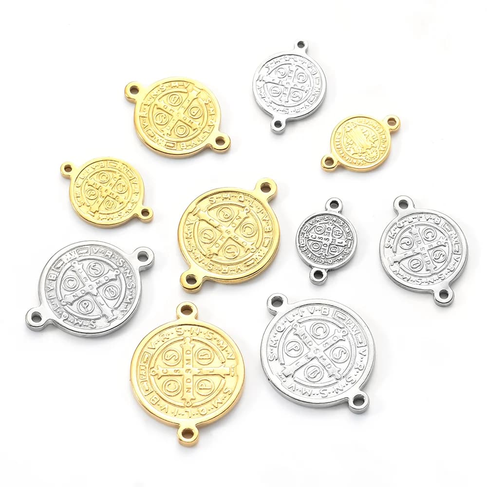 Breloque de jésus en acier inoxydable, 5 pièces/lot, mode catholique chrétienne, pour bijoux, connecteurs à deux trous, fabrication d'accessoires religieux