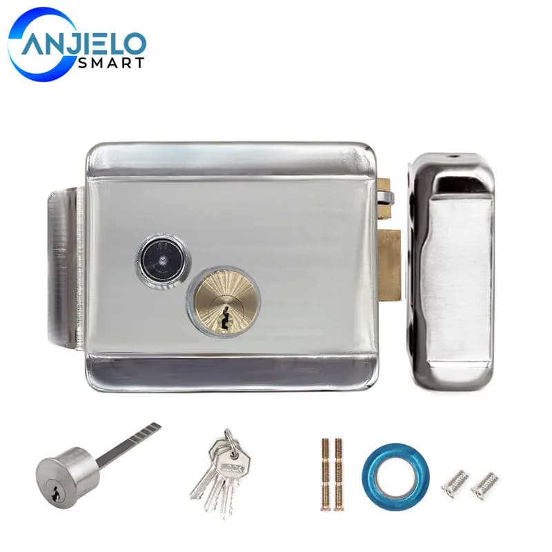 Anjielosmart-Serrure de porte électrique en métal, système d'interphone vidéo
