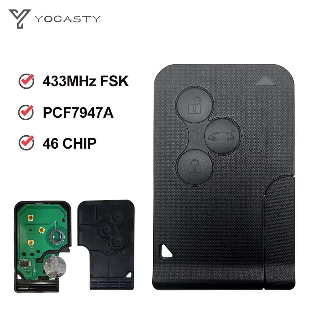 Clé de voiture à distance YOCASTY 433Mhz PCF7947A 46 Chip pour Renault Megane II Scenic II Grand ScenicII 2003 2004 2005 2006 2007 2008