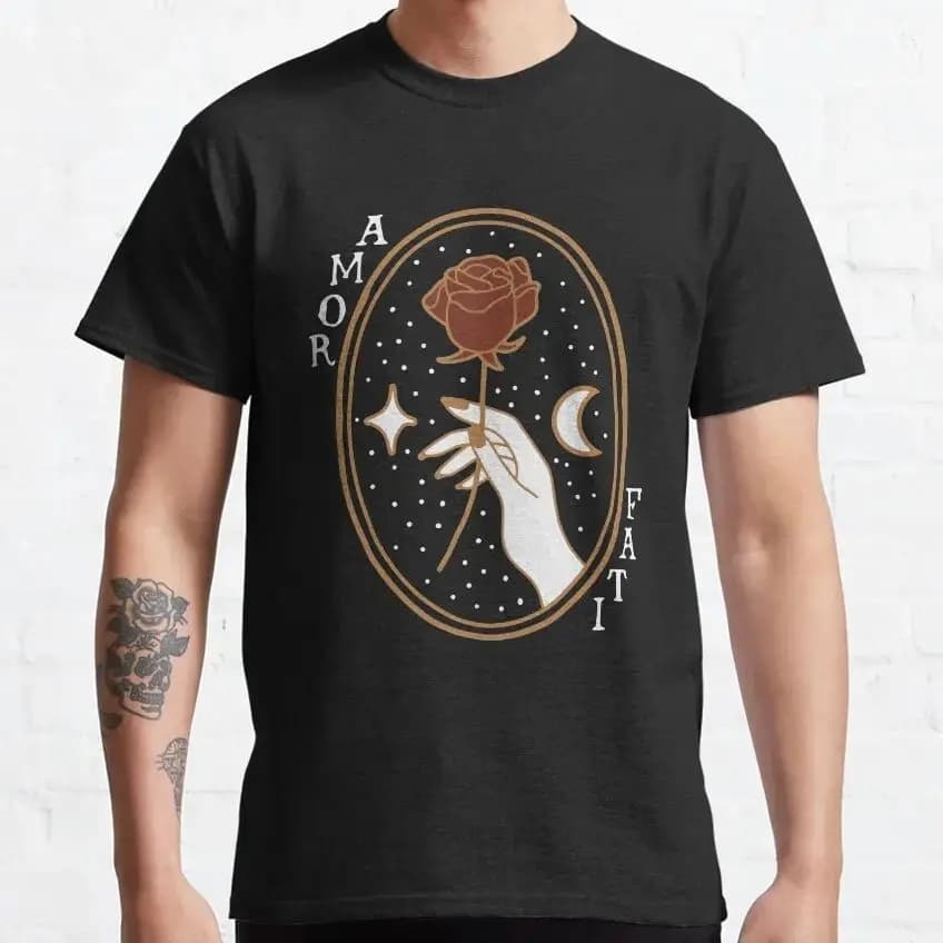 Amor Fati Rose Gift t-shirt drôle avec impression de la philosophie stoïque, vêtements graphiques 100% coton, t-shirt Memento Mori imprimé, toutes tailles, hauts S-6XL