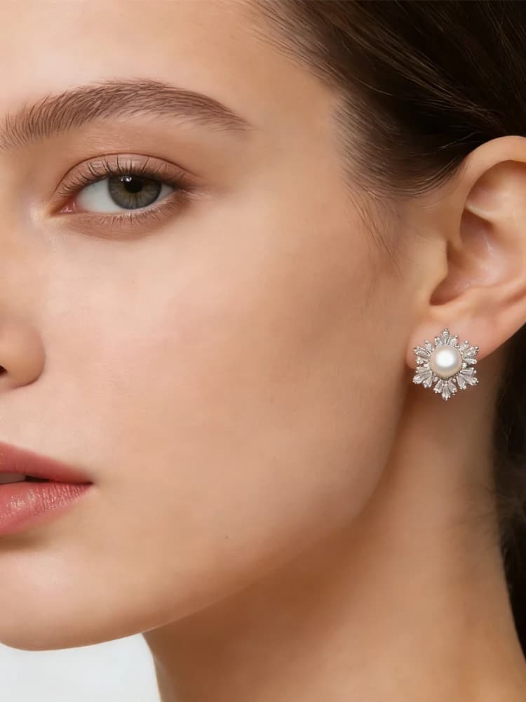 Boucles d'oreilles en argent véritable 925 pour femme, bijoux élégants en perles d'eau douce naturelles blanches, cadeau d'anniversaire pour femme, mère, rose