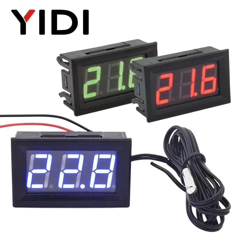 Therye.com-Incubateur de voiture numérique LED, sonde de température d'aquarium, détecteur de compteur, moniteur de station météo, DC 5V-12V, 0.56 pouces