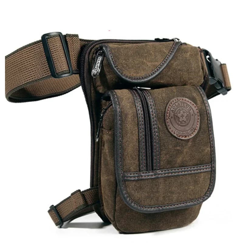 Sac de jambe tombante en toile pour hommes, sacoches à bandoulière polyvalentes pour moto, ceinture de haute qualité, sac banane de taille