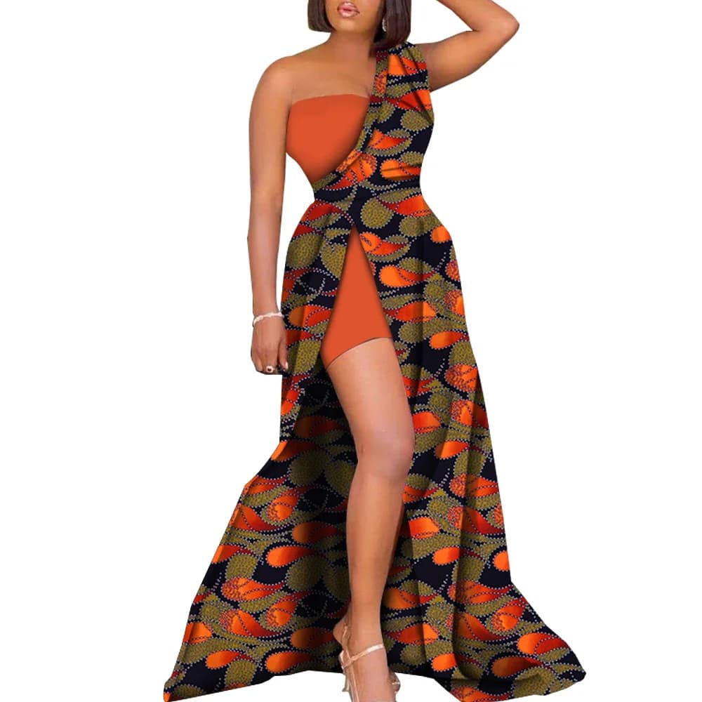Robe africaine longue fendue pour femmes, imprimé Ankara, robes de soirée sexy pour dames, vêtements africains Dashiki, WY722