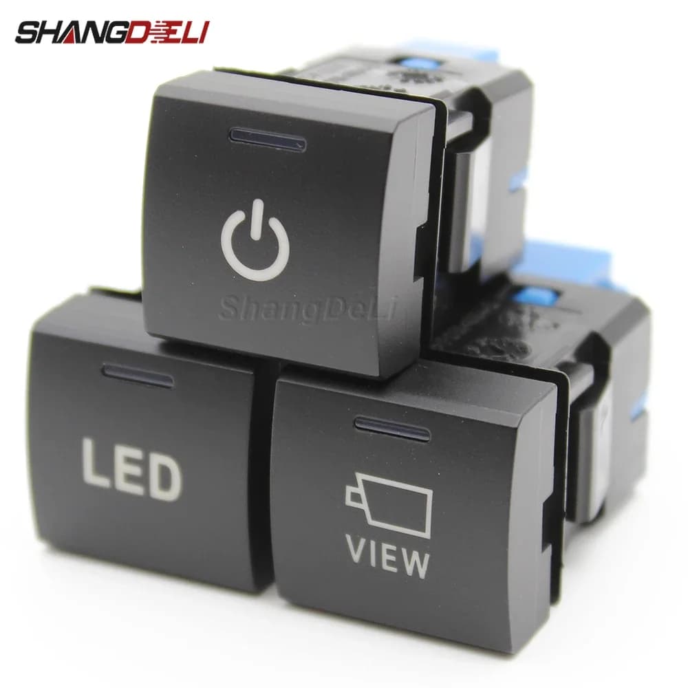1 pièce Accessoire de voiture : Bouton de commande de caméra de recul et de capteur radar avec éclairage LED, interrupteur marche/arrêt pour Toyota Camry 2018 Rav4 2020 Prado 150