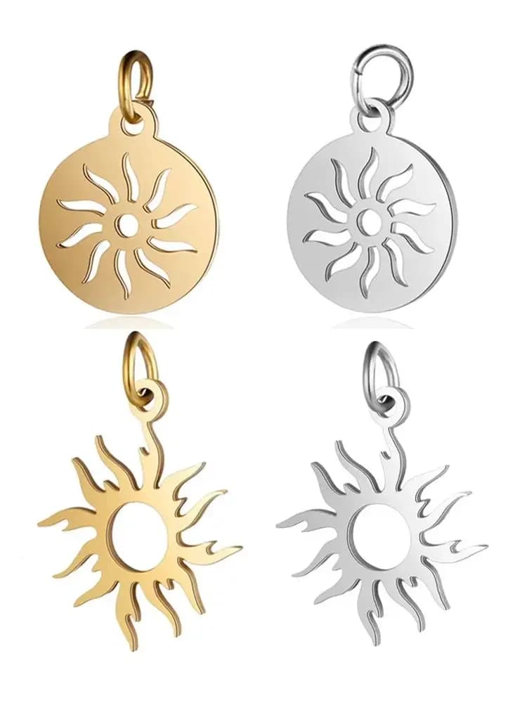 Breloques de soleil en acier inoxydable, 10 pièces/lot, vente en gros, bricolage, fabrication de bijoux, breloques, pendentif en acier terni