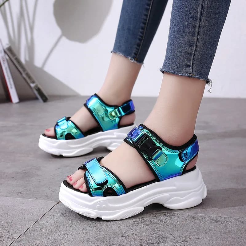 35-39 femmes robe d'été sandales coin pour Sexy bout ouvert femme 2025 femme en plein air Cool Sport plate-forme Camouflage chaussures de plage