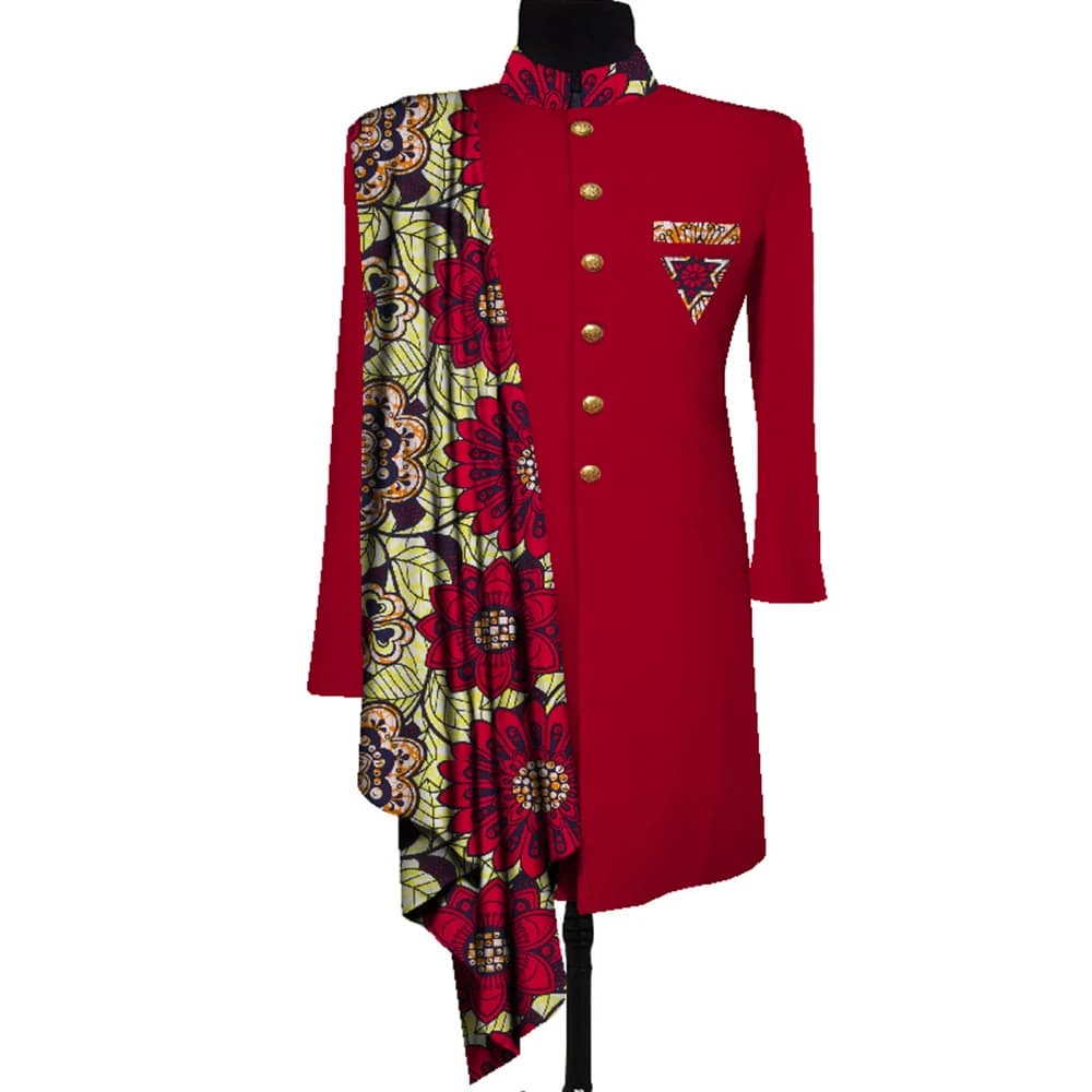 Hommes africains manteau à manches longues hommes vêtements costume veste Dashiki hauts manteau imprimé Patchwork Blazer robe de mariée costume chemise WYN1055