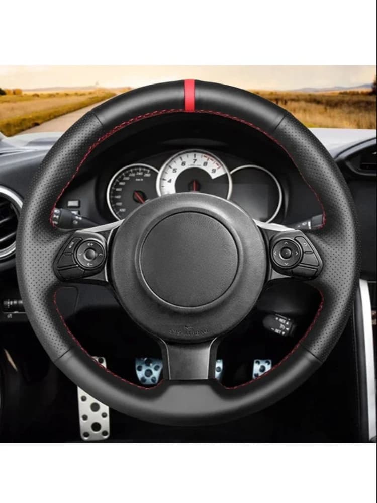 Housse de volant de voiture en cuir artificiel noir souple, cousue à la main, pour Toyota 86 2016 2017 2018 2019 Subaru BRZ 2016 2017