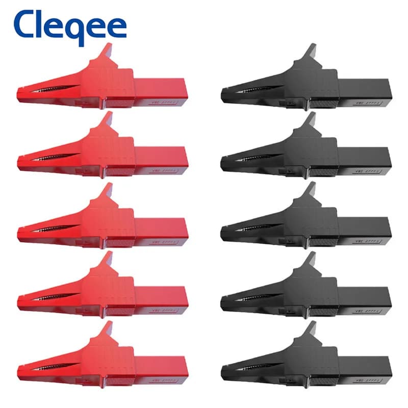 Cleqee P2003 10 pièces pinces Crocodile robustes avec prise banane 4mm pince Crocodile isolée pince de Test multimètre 1000V 32A