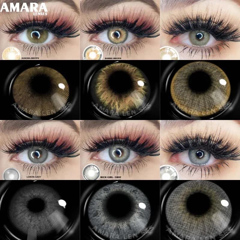 AMARA-Lentilles de Contact Colorées, 1 Paire, Aspect Naturel, Marron, Gris, Bleu, Livraison Rapide