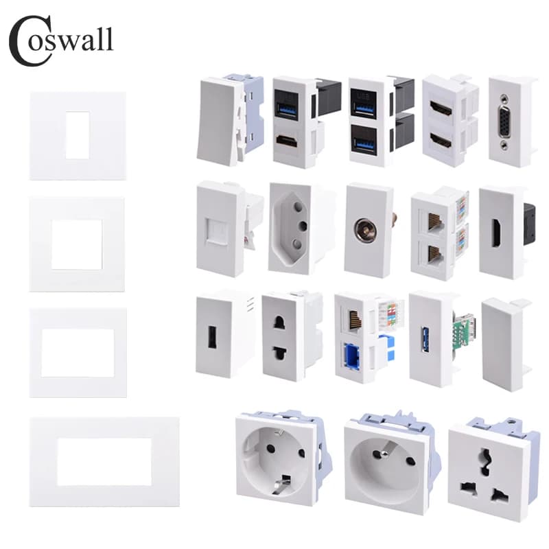 Prise murale ue française brésil israël + prise Internet TV CAT6, connecteur de Fiber optique 2.0 et USB 3.0 compatible HDMI, Module de bricolage