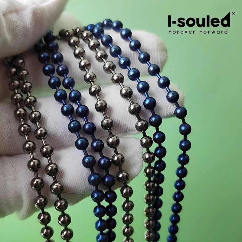 Collier chaîne à billes en titane pur de 4 mm, hypoallergénique, sans nickel, pour hommes et femmes, peau sensible, bijou léger