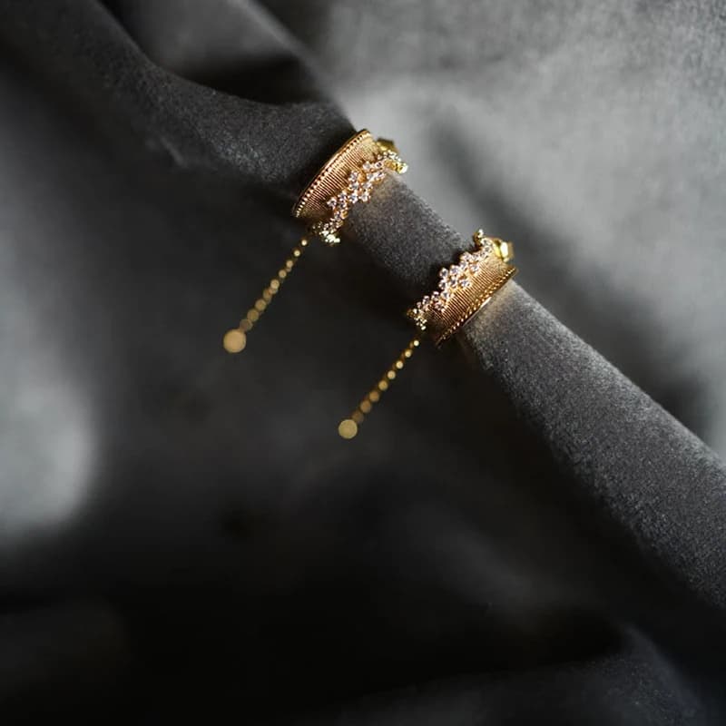 Boucles d'oreilles en argent incrusté, zircon étoilé, design de personnalité japonais léger de luxe, longues, charme exquis, bijoux pour dames