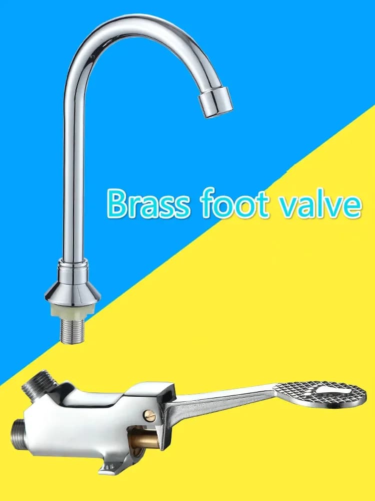 Robinet à pied en laiton, laboratoire d'hôpital, usine alimentaire, bassin, Valve de pied, robinet à pied froid unique, robinet d'eau de cuisine