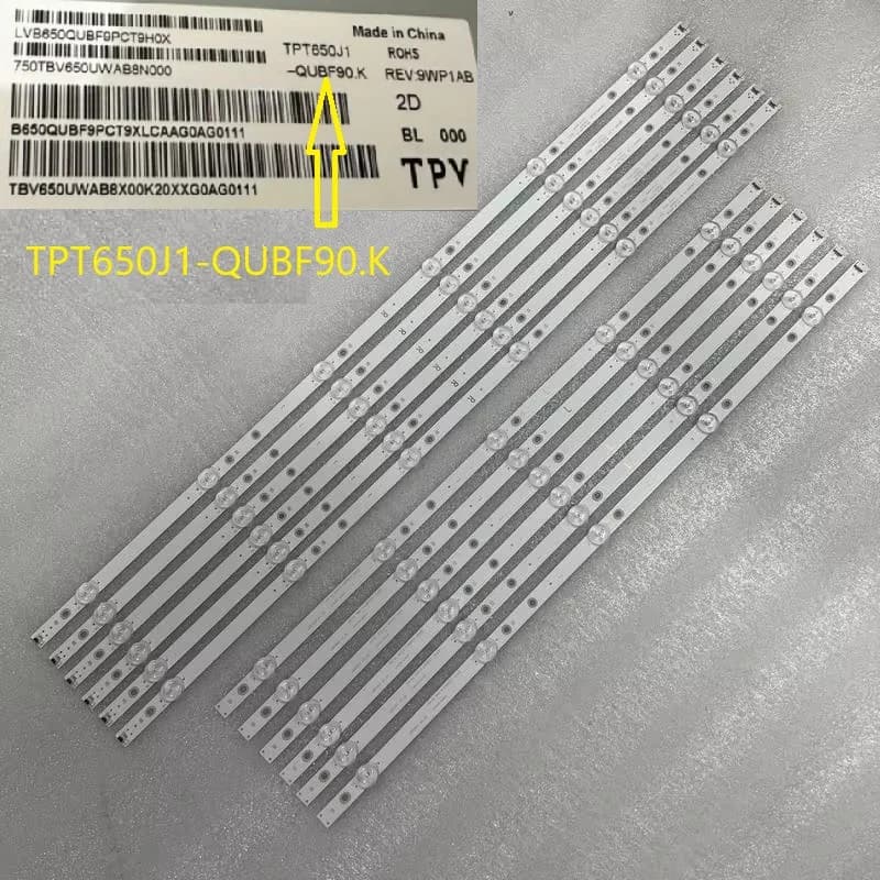 Bande de rétroéclairage LED, 12 pièces/ensemble, pour 65PUS6554 LB65065 V0_00 V1 Element TV E4SW6518RKU E4ST6519RKU TPT650J1-QUBF90.K 3B678000001E