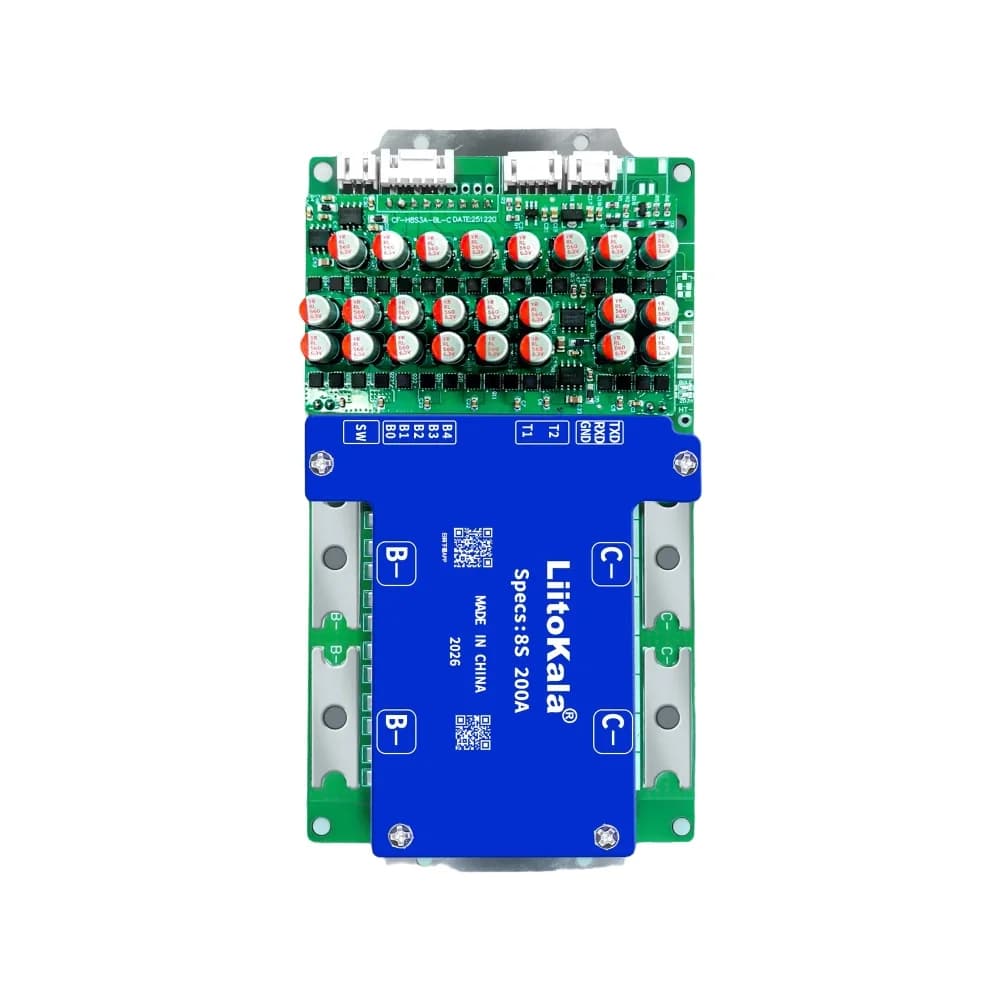 LiitoKala LiFePO4 4S-12V 8S-24V 100A 200A BMS pour batterie LiFePO4 rechargeable avec le même port pour batterie LiFePO4 3.2V