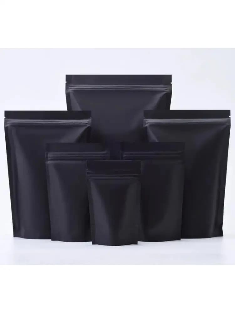 100 pièces de sachets refermables en aluminium mat, à poser, pour le thé matcha, le café, le sucre, les en-cas, les dattes, les épices, logo personnalisé, pochettes de rangement pour cadeaux